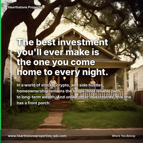 Real estate quote graphic about homeownership